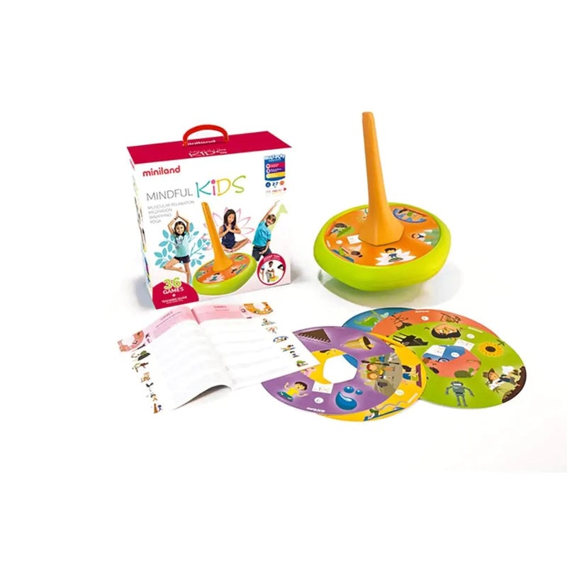 Miniland Educational - Mindful Kids Spinning Top Learning Game, Orange/Yellow - Image 1